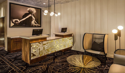 the lobby and front desk of Hotel Bijou